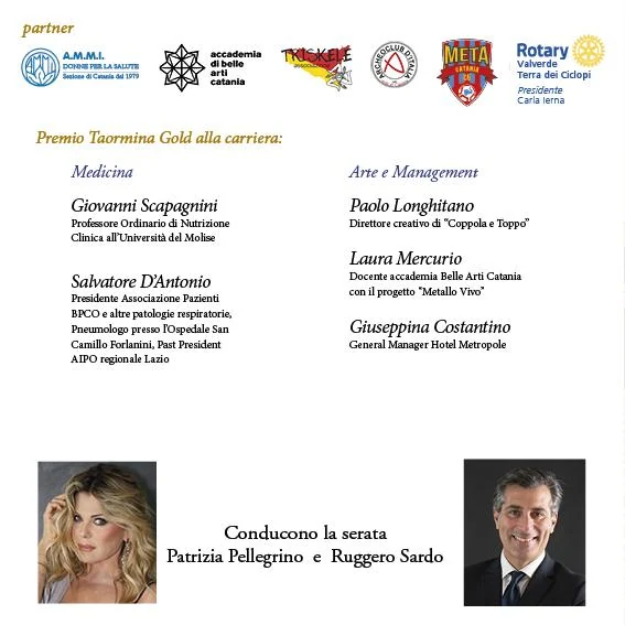 Locandina dei premi alla carriera e dei conduttori