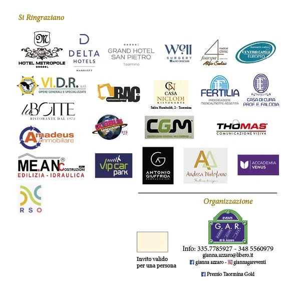 Partner, sponsor e organizzazione del Premio Taormina Gold